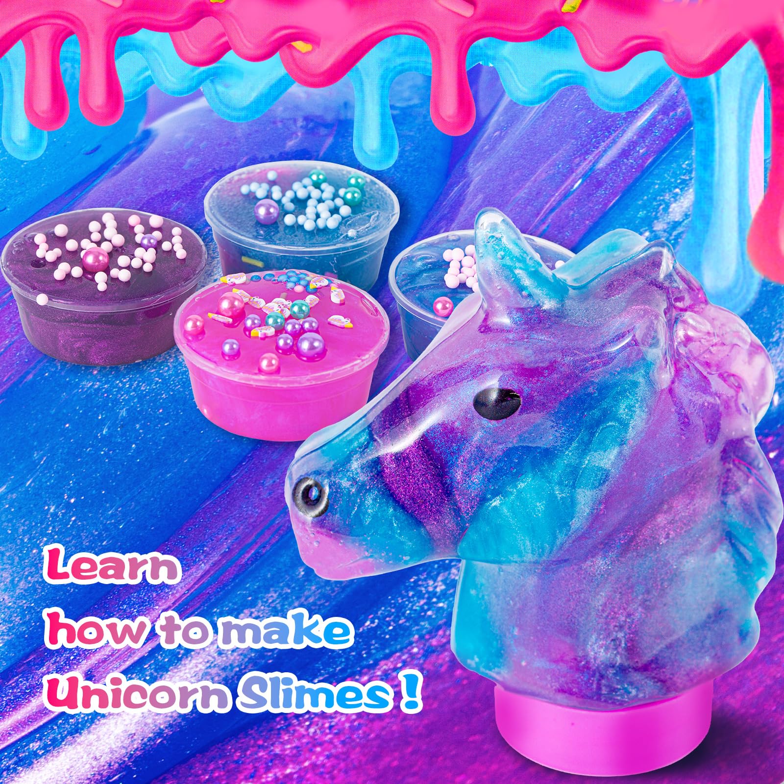 ZOnFRTO Mini Unicorn Slime Kit for Girls - Glimmer Crunchy, Butter, and Galaxy Slime for Kids 6-12 - Party Favors for Children