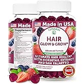 Lunakai USA Made Super Hair Gummies with Biotin, Zinc, Horsetail Extract & Saw Palmetto - Hair Growth Vitamins for Women & Men – Supports Thicker, Longer, Stronger Tresses, Skin & Nails, 60ct