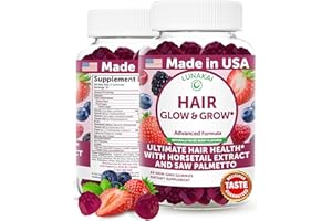 Lunakai USA Made Super Hair Gummies with Biotin, Zinc, Horsetail Extract & Saw Palmetto - Hair Growth Vitamins for Women & Men – Supports Thicker, Longer, Stronger Tresses, Skin & Nails, 60ct