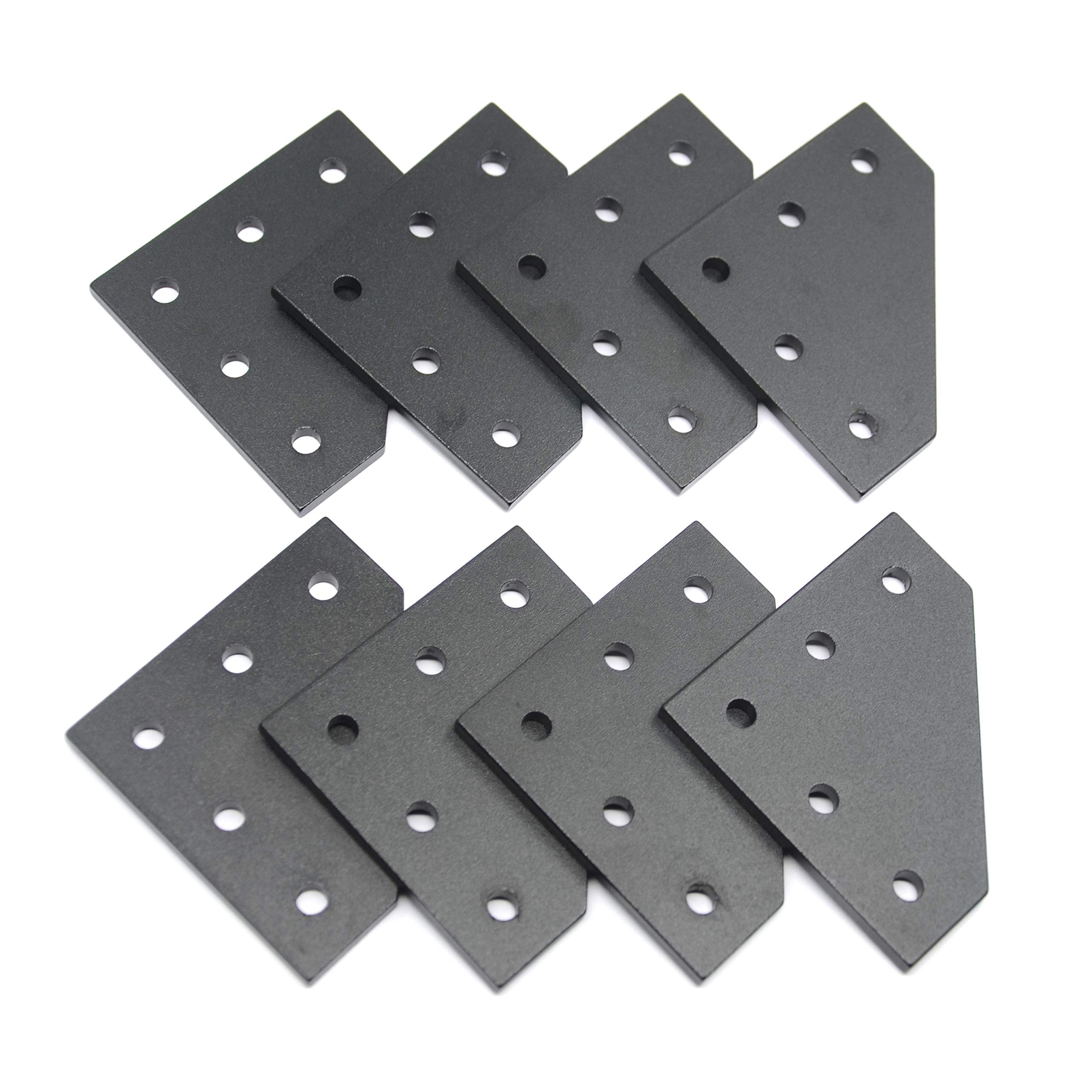 Befenybay 8PCS/Set Surface Anodic Oxidation Black L Shape Corner Bracket Plate 5-Hole Outside Joining Plate for 2020 Series Aluminum Profile 3D Printer Frame (Black L-8)