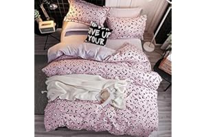 JQWUPUP Cute Leopard Duvet Cover Set Queen, 3 Pcs Soft Bedding Set for Toddler Teens Kids Girls Women Adult, Lightweight Dura