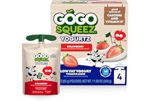 GoGo squeeZ yogurtZ Strawberry, 3 oz (Pack of 4), Kids Snacks Made from Real Yogurt and Fruit, Pantry Friendly, No Fridge Needed, Gluten Free and Nut Free, BPA Free Pouches (Packaging May Vary)