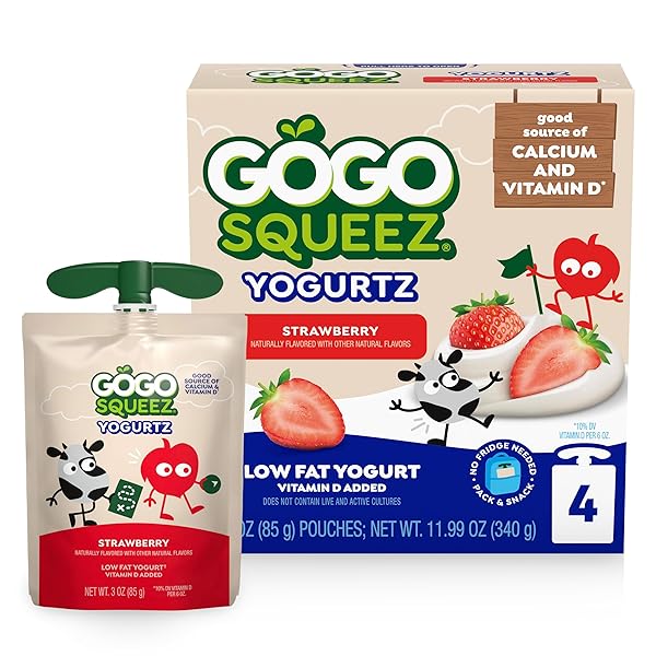 GOGO SQUEEZ LOW FAT YOGURTZ STRAWBERRY, 3 OZ...