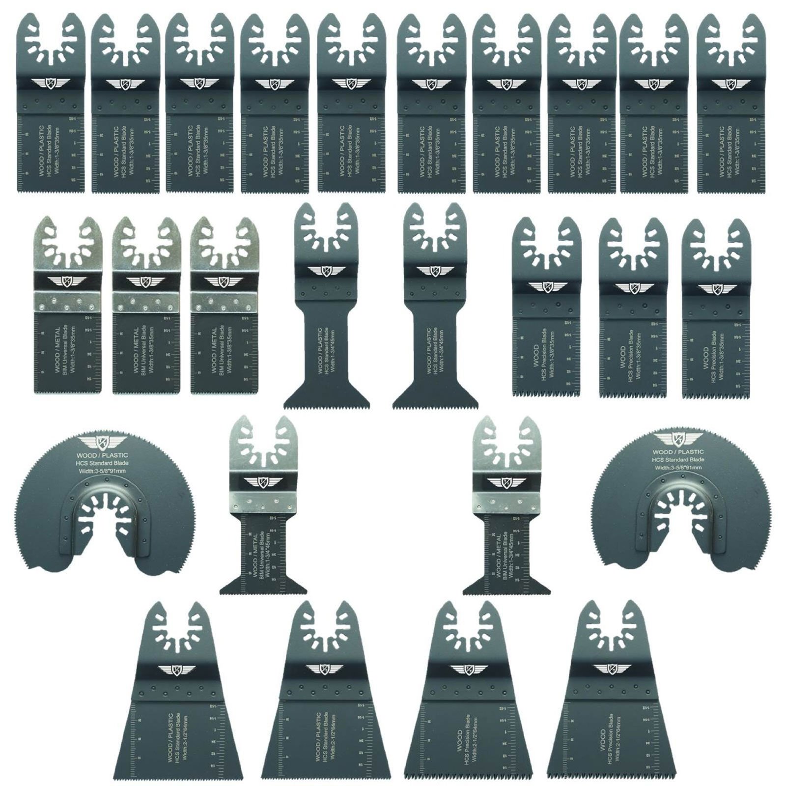 26 x TopsTools FAKA26A Fast Fit Mix Blades Compatible with Dewalt Stanley Black and Decker Bosch Fein (Non-StarLock) Makita Milwaukee Hitachi Parkside Ryobi Worx Workzone Multitool Accessories