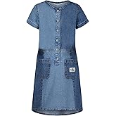 Calvin Klein Girls Short Sleeve Lightweight Chambray Denim Shirt Dress