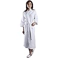 MONARCH Square Waffle Spa Kimono Robe - Soft Light Hotel Bathrobe Cypress (One Size/Large, White)
