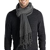 Funky Junque Men’s Waffle Knit Scarf – Warm Winter Scarves for Men with Tassels, Soft Knitted Long Scarf for Cold Weather