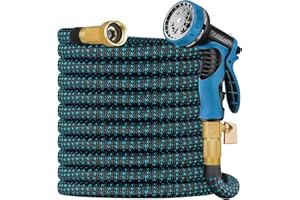 TIAMOWEN 100FT Expandable Garden Hose - with 10-Function Nozzle - Lightweight, No-Kink, Durable 4-Layer Design, Leak-Proof Brass Connectors, Flexible Retractable Water Hose
