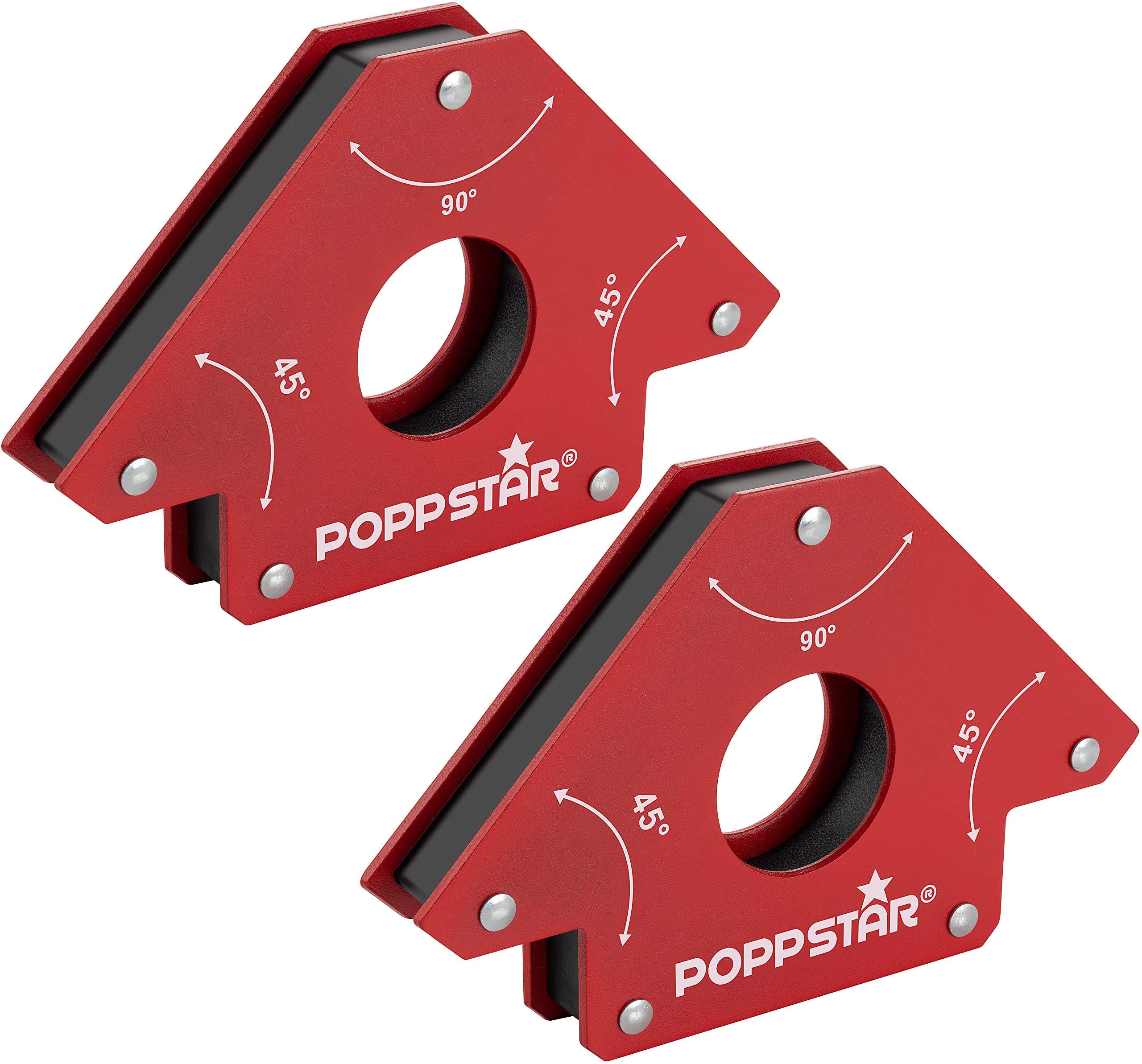 Poppstar Welding magnet (welding angle holding force 34 kg - 45/90/135°), 2 pieces, red