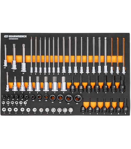 GEARWRENCH 74 Piece 1/4”, 3/8”, 1/2” Drive Metric Bit Socket Set