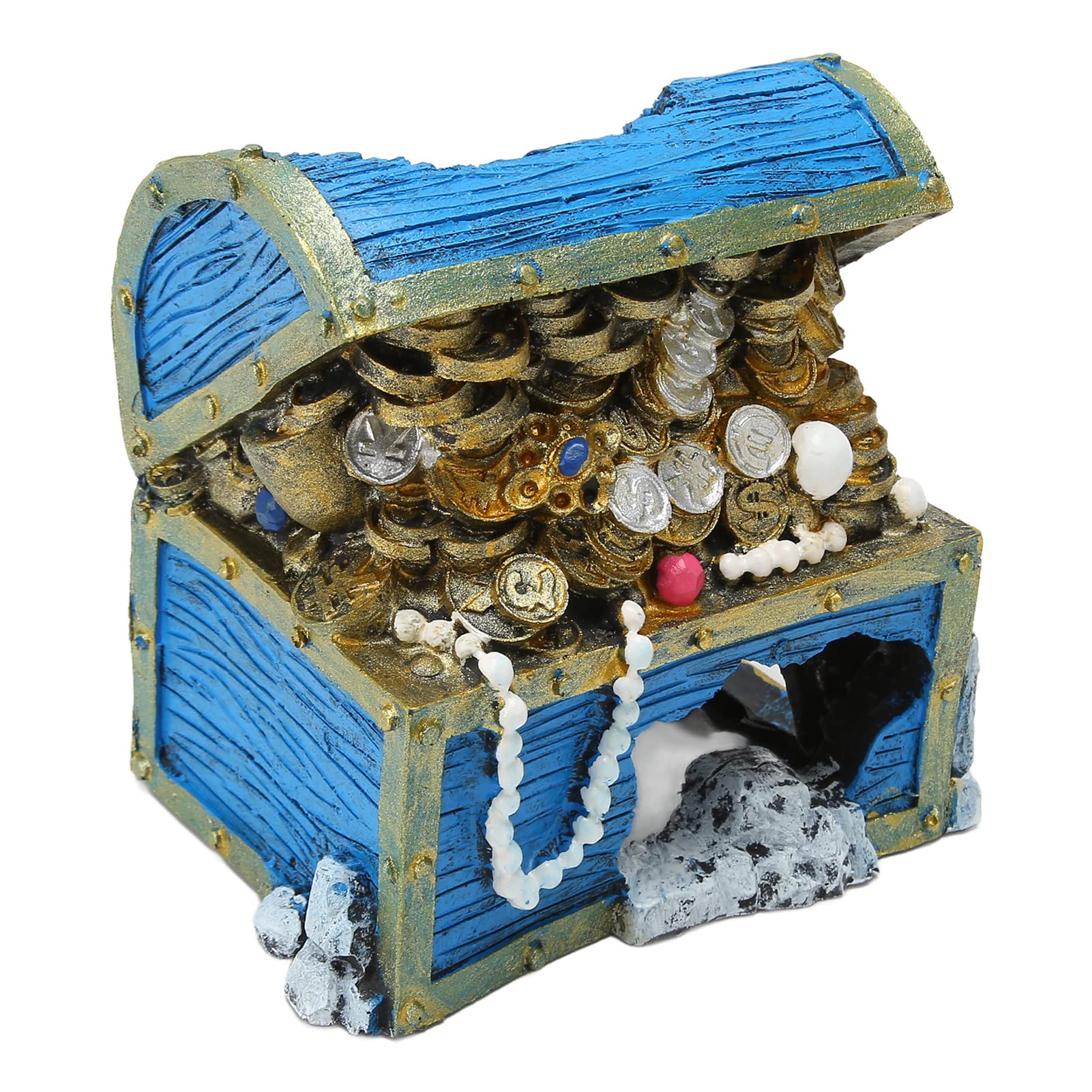 Aquarium Ornament Aquarium Treasure Chest Ornament Fish Tank Decoration Resin Treasure Chest Box Hideaway for Fish Tank Landscape Decoration