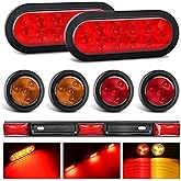 Nilight LED Trailer Light Kit Oval Taillight Round Marker Lamp 9LED ID Bar | Stop Turn Signals Clearance Lights Waterproof For 12V RV Camper Caravan Truck Bus Boat