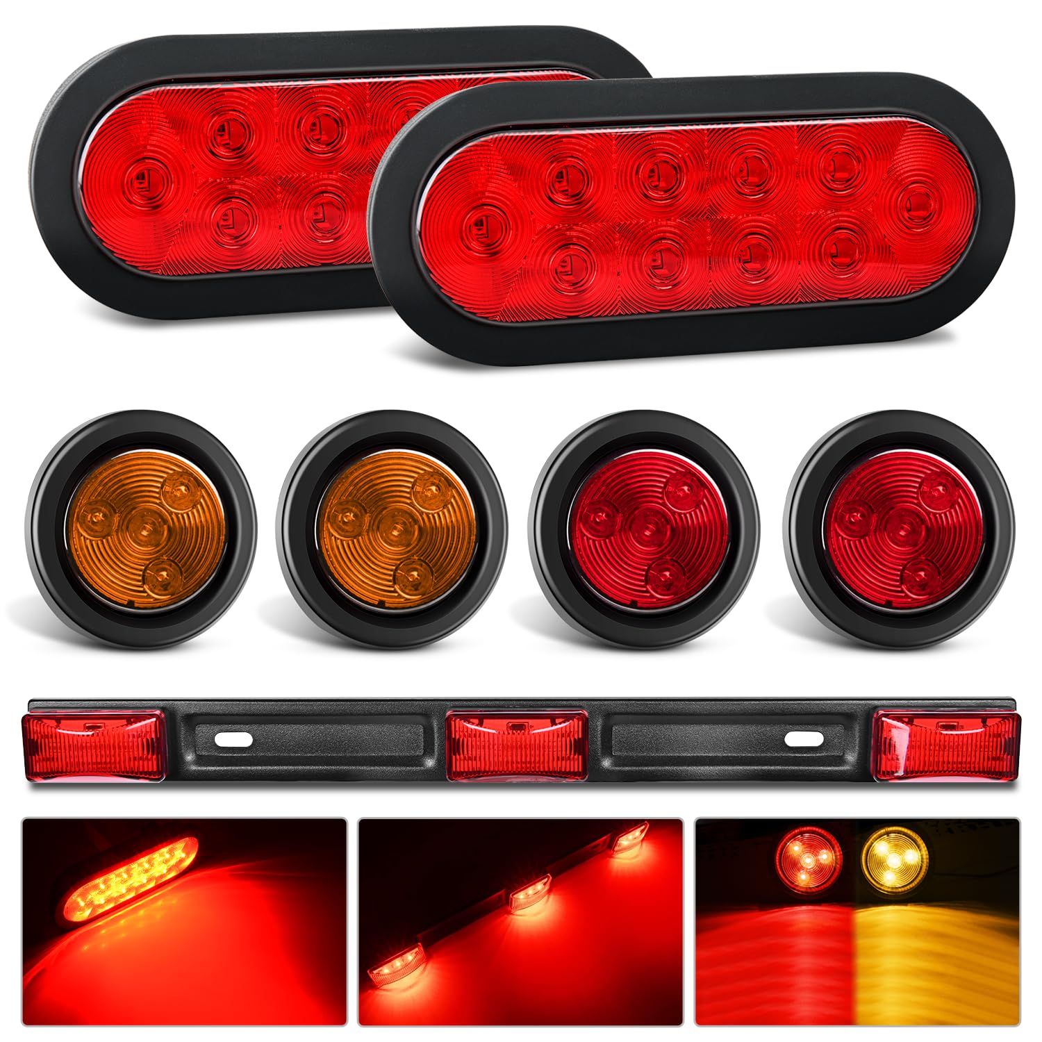 Nilight LED Trailer Light Kit 6 Inch Oval Stop Turn
