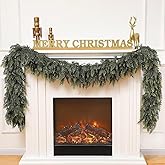 9FT Cedar Garland, 162 Tips Real Touch Christmas Garland, Artificial Winter Pine Garland for Mantle Table Stairs Wall, Outdoor Christmas Decorations Indoor Greenery Garlands Holiday Decorations