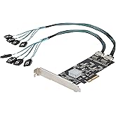 StarTech.com 8 Port SATA PCIe Card, PCI Express 6Gbps Expansion Adapter with 4 Host Controllers, PCI-e x4 Gen 2 to SATA III -