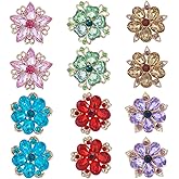 MEEDOZ Lot 12pcs Assorted Crystal Rhinestone Flower Brooch Pin Set for Women DIY Bridal Wedding Bouquet Kit