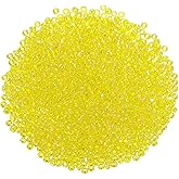 uxcell 2000 Pcs Glass Seed Beads Bulk, 2mm Mini Glass Bugle Beads for DIY Earrings, Necklaces, Bracelets, Jewelry Making, Yellow