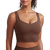 CRZ YOGA Softness Mold Butterluxe Longline Sports Bras for Women - Molded Cup V Neck Yoga Clothes Workout Crop Tank Top