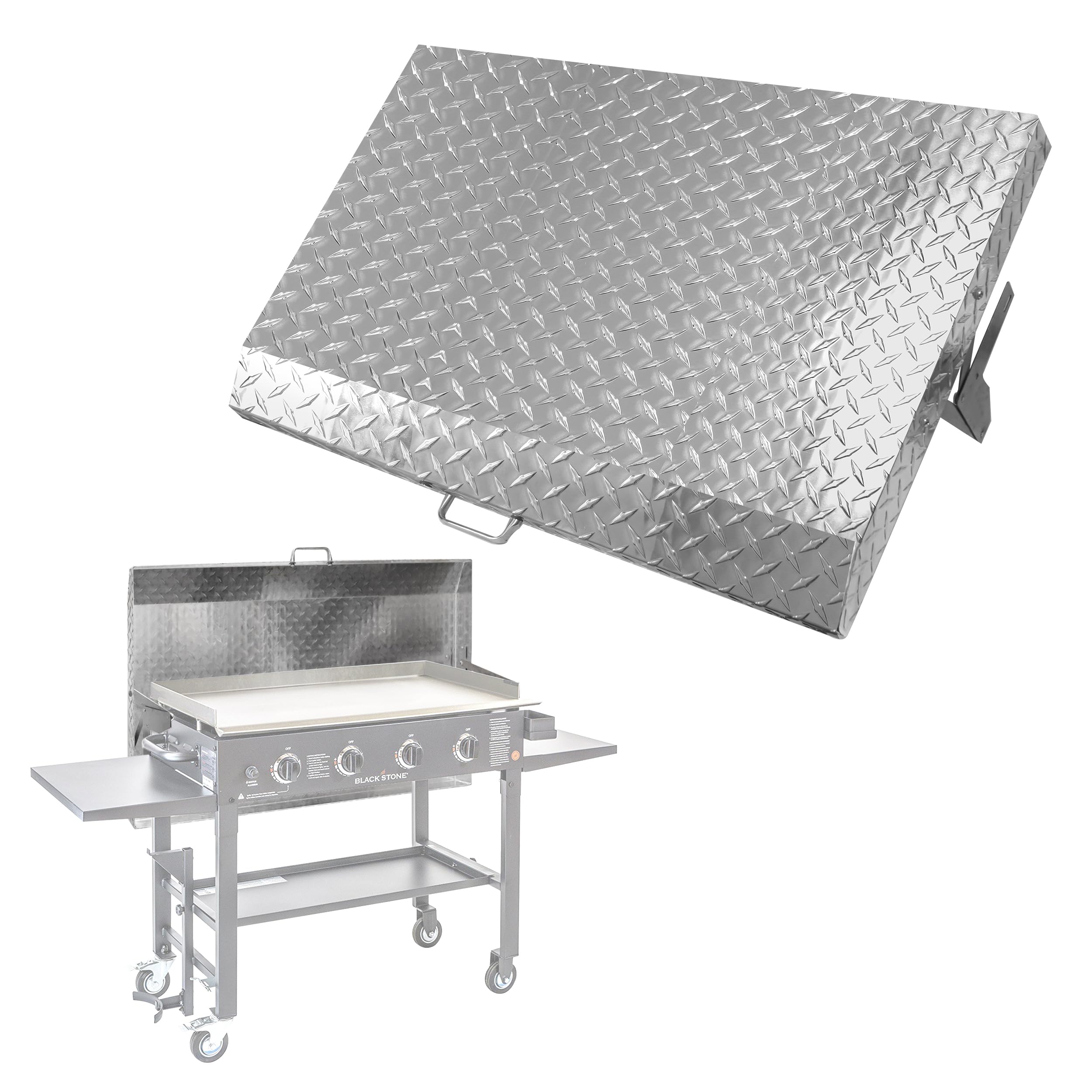 Photo 1 of **MINOR DAMAGE - USED**
Premium Grade Hinged Aluminum Griddle Cover, Upgrade Design Compatible with Blackstone 36 inch Griddle, 36 inch Blackstone Grill Cover, Grill Lid, Easy to Flip, Low Maintenance, Dust and Water Proof