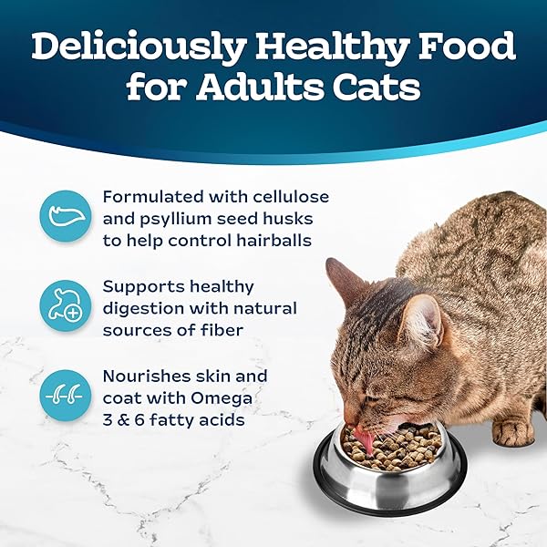 BLUE BUFFALO TASTEFULS NATURAL DRY FOOD FOR ADULT CATS, HAIRBALL CONTROL, CHICKEN & BROWN RICE RECIPE, 7-LB. BAG