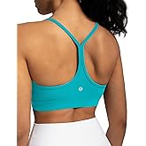 Colorfulkoala Women's Dreamlux Y Back Sports Bra Low Impact Padded Workout Top with Built in Bra A-C Cups