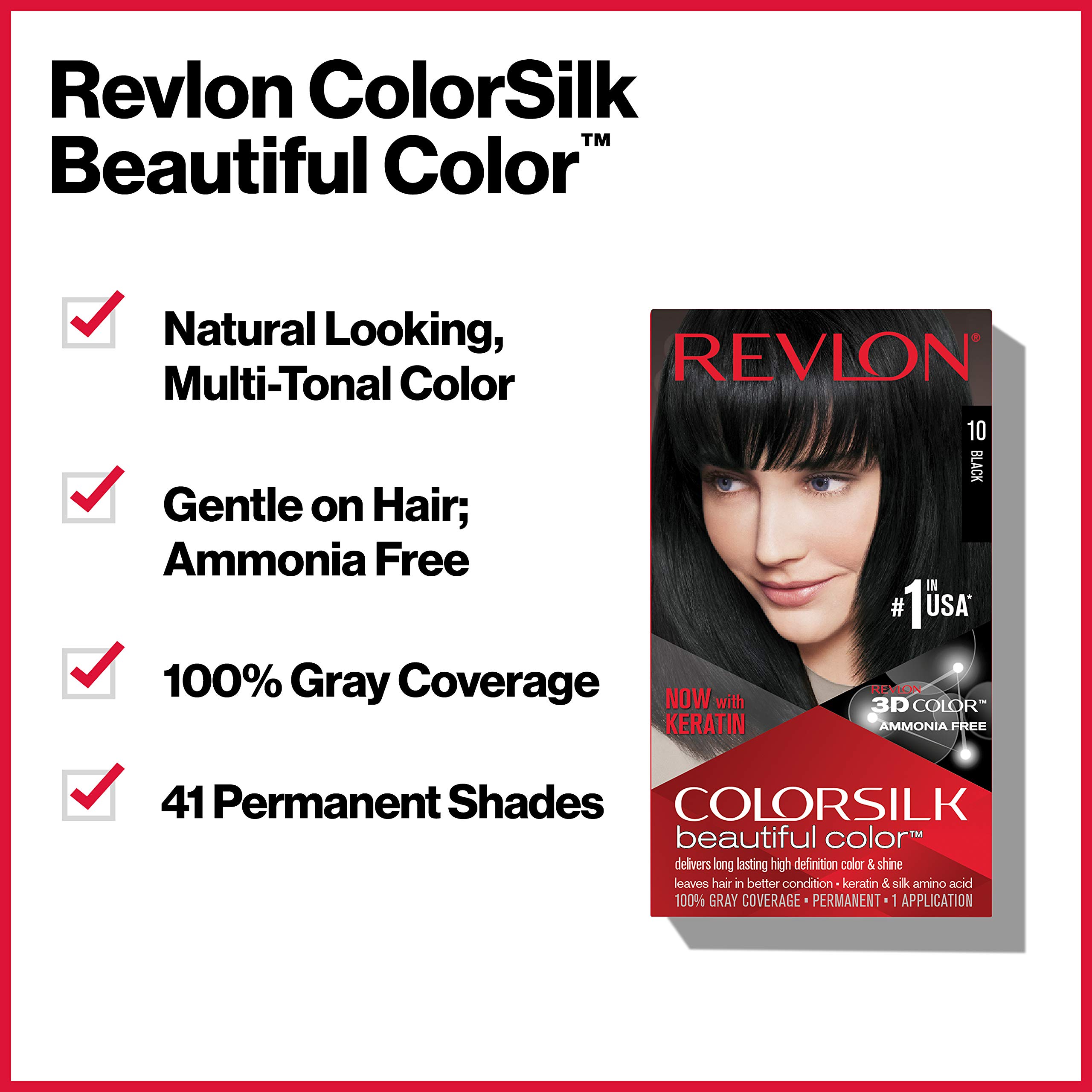 Revlon Permanent Hair Color, Permanent Hair Dye, Colorsilk with 100% Gray Coverage, Ammonia-Free, Keratin and Amino Acids, 61 Dark Blonde, 4.4 Oz (Pack of 3)