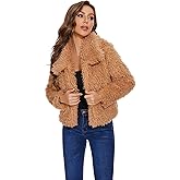 SUGAR POISON Women Winter Coats 2023 Women's Long Sleeve Fluffy Faux Fur Warm Coat Sherpa Jacket Outwear