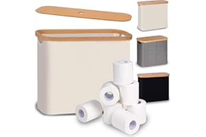efluky Toilet Paper Basket, Toilet Paper Storage with Lid, Toilet Paper Organizer for Bathroom, Free Standing Toilet Paper Holder with Storage, Beige