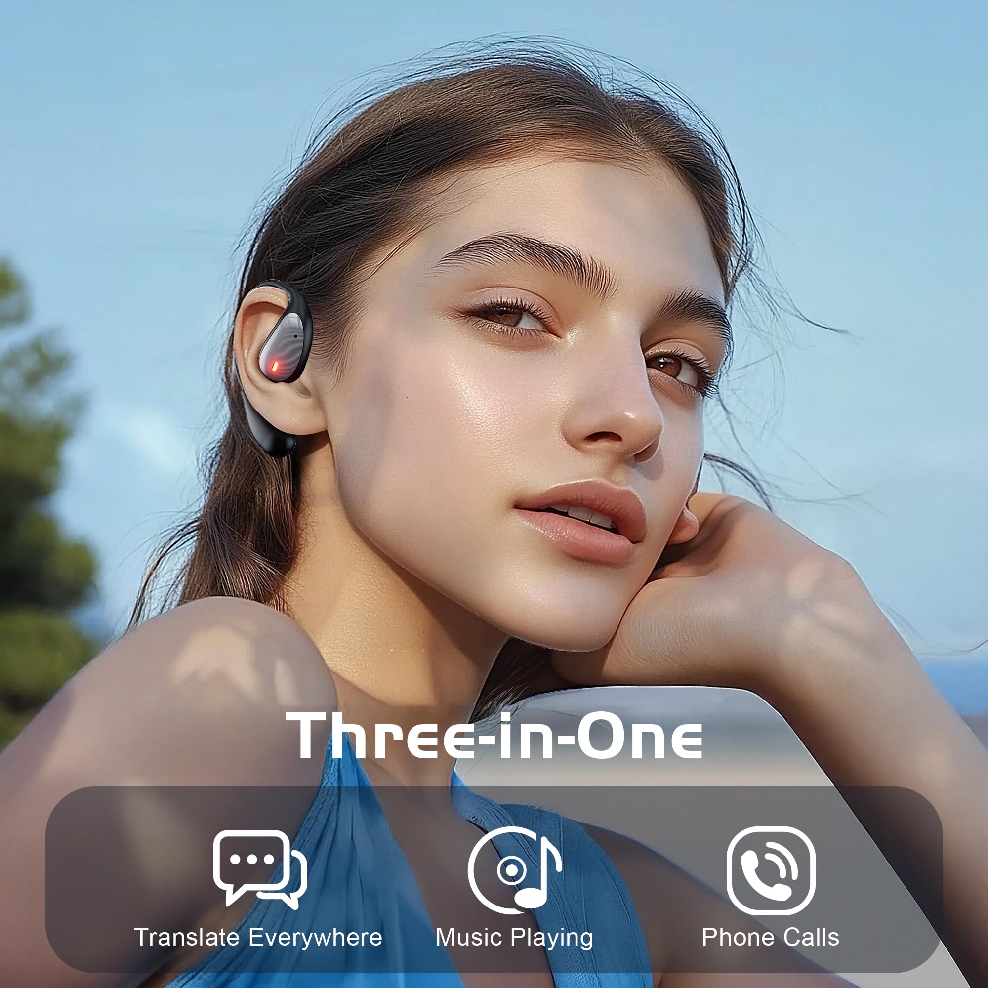 IAMJOY Language Translation Earbuds, 163 Two Way AI Translator Earbuds Language Translator OWS Earbuds Real Time 3-in-1 Online Translator Device with APP Fit iOS ＆ Android for Travel Business Learning