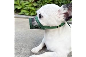 MOIILAVIN Dog Muzzle,Soft Mesh Muzzle for Barking Grooming Biting Chewing for Small Medium Breeds, Barkless Mesh Muzzle Stop Puppy Eating Poop&Rocks XXS XS S (Green, S)