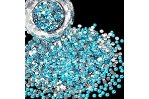 AUREHEN Wholesale Bulk Bags 2000PCS 5mm Resin Flat Back Rhinestone, Capri Blue Round Non Hotfix Flatback Resin Rhinestones for Nails, Tumblers, DIY Bling Embellishments, Loose Glitter Crystal Diamond Stone