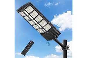 Lovus Commercial Solar Street Light - 1500W, 6000k, Motion Sensor, IP67 Waterproof, Dusk to Dawn, Solar Security Flood Light for Parking Lots, Highways, Stadiums - ST5-107