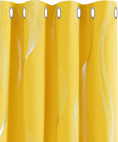 Deconovo Mustard Yellow Blackout Curtain Set 183 x 117 cm 2 Panels