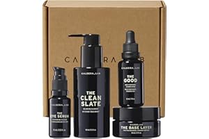 Caldera + Lab Men’s Anti-Aging Skincare Kit – The Regimen Rich + Eye Defense: Cleanser, Moisturizer, Night Serum & Eye Serum for Firmer, Smoother, Hydrated Skin | Clean Ingredients