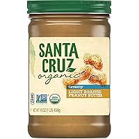 Santa Cruz Organic Peanut Butter, Light Roasted, Creamy, 16 Ounces (Pack of 6)