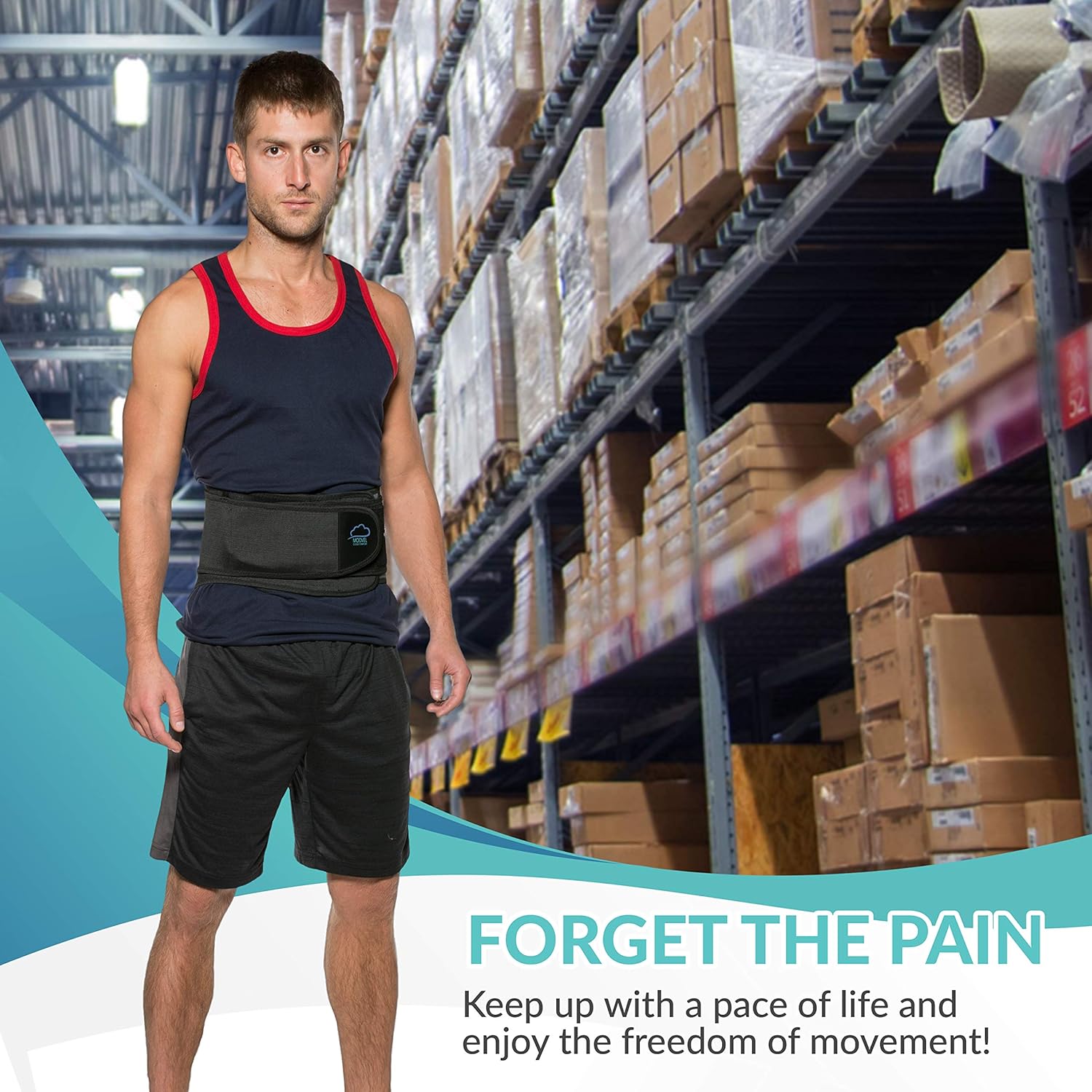 MODVEL Lower Back Lumbar Support Brace for Men & Women | Breathable Fabric with Lumbar Pad | Relieving Back Pain | Great for Employees at Work, Desk Jobs, Standing Jobs (Regular (28" - 43")): Home Improvement