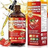 Magnesium Glycinate Liquid Drops 500mg – High Absorption with Vitamin B6, D3, C, Zinc – Supports Mood, Sleep, Heart & Bone Health – Vegan, Non-GMO, Gluten Free – 2 FL OZ, Strawberry Flavor