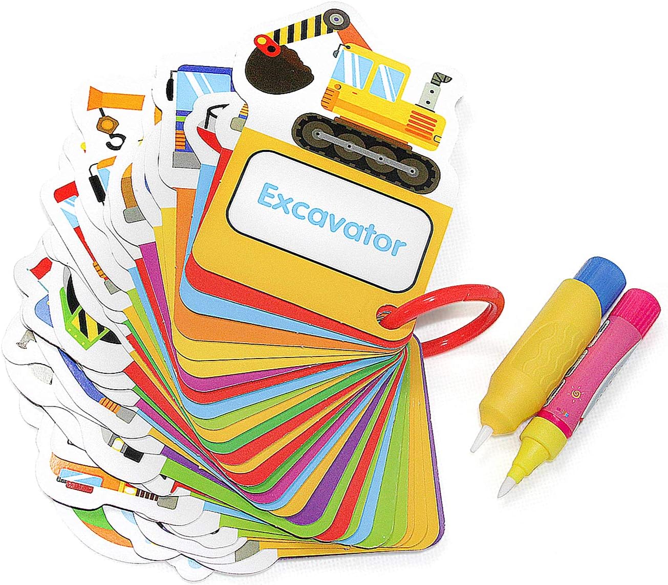 Water Painting Cards with 2 Doodle Pens,30 Transport Vehicle Cognitive Cards,Educational Toys for Toddlers Kids