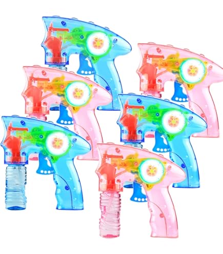 Juego De 3 Pistolas De Burbujas Con Luces LED – Máquina De Burbujas Con 6 Botellas De Líquido De 120 Ml Para Niños, Ideal Para Piscina Y Verano