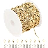 UMAOKANG 10 Meters Gold Plated Jewelry Making Chain Bulk, Stainless Steel Bar Tube Chain for Women Necklace DIY Making