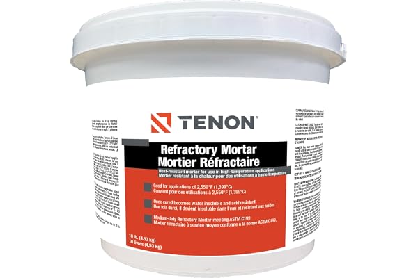Tenon Refractory Mortar - High Temperature Mix for Fireplaces, Fire Pits, Chimneys, Parging, Brick, Clay, and More, White in