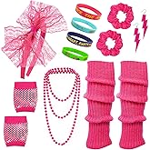 NSODREEM 80s 90s Costumes Accessories for Women 1980s Neon Headband Earrings Leg Warmers Party Outfit Set