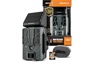 SPYPOINT Force-PRO-S 2.0 Solar Trail Camera, Non-Cellular, Integrated Solar Panel, 0.2S Trigger Speed,110 ft Detection Range,