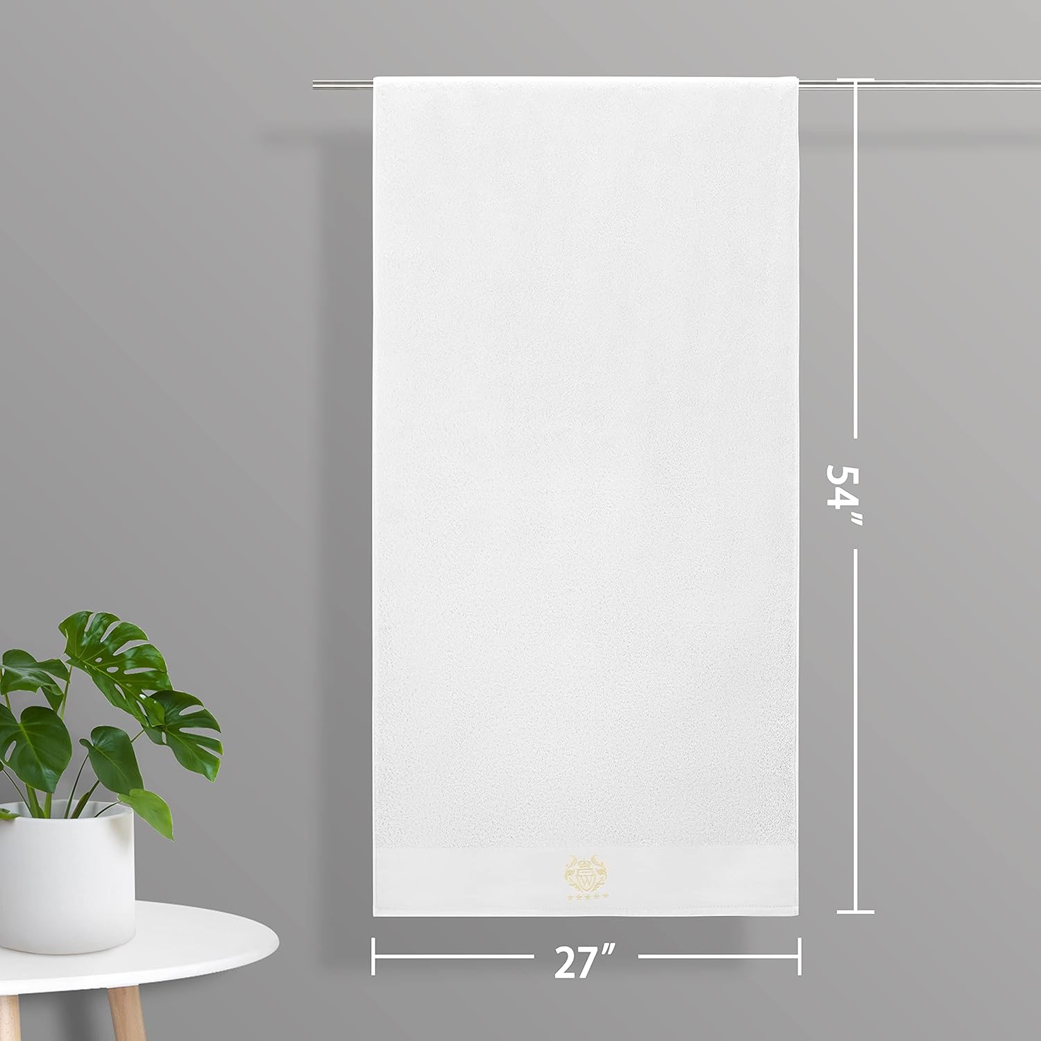 WIIKWEEK 100% Cotton Bath Towel Set, 27"x54" ,White Luxurious 600 GSM Large Bath Towels,Highly Absorbent,Super Soft Towels for Bathroom, (2 Pieces): Kitchen & Dining