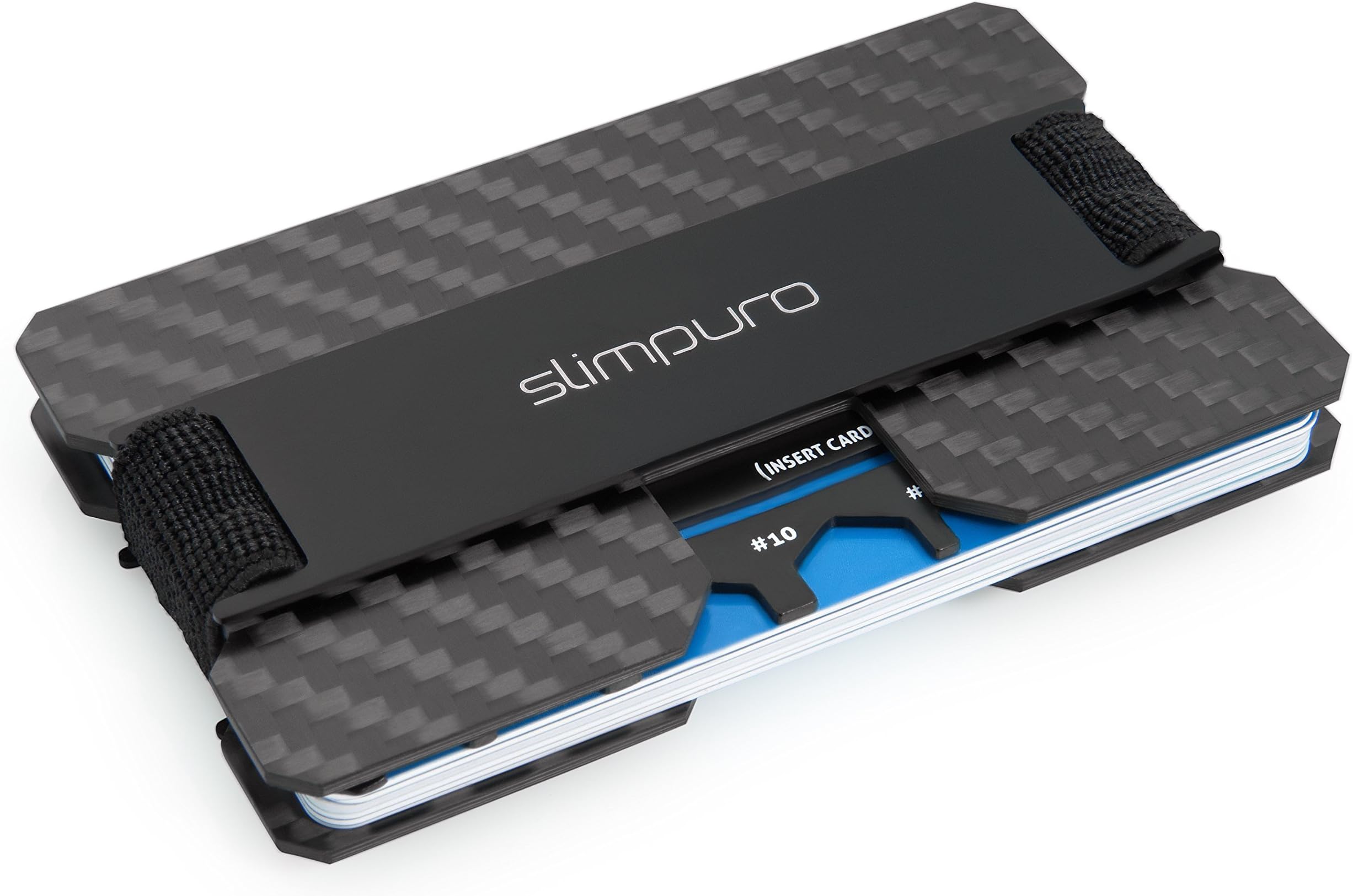 Premium Carbon Credit Card Case with Coin Compartment and Metal Money Clip for up to 16 Cards - RFID / NFC Protection - Slim Wallet for Minimalist Men