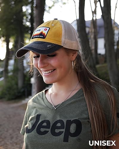 Jeep Have Fun Out There Patch Garment Washed Trucker Hat