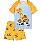 PASHOP Boys Pajamas Little Boys Summer Pajamas 2 Piece Short Sleeve Top and Shorts Sets Kids Pjs Sleepwears 3-10 Years