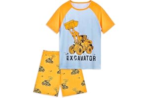 PASHOP Boys Pajamas Toddler Little Boys Summer Pajamas 2 Piece Short Sleeve Top and Shorts Sets Kids Pjs 3-10 Years
