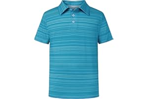 AlisOker Boys Polo Shirt Kids Short Sleeve Dry Fit Performance Print Golf Shirts Cuaual Active for Boy 8-16Y