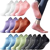 Tergy 8 Pairs Yoga Socks with Grip for Women Anti Skid Gripper No Slip Socks for Pilates, Barre, Dance,Yoga